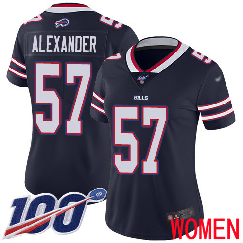Women Buffalo Bills #57 Lorenzo Alexander Limited Navy Blue Inverted Legend 100th Season NFL Jersey